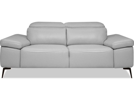 Mobital Camello Silver Leather Black Gray Upholstered Loveseat