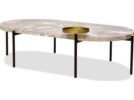 Mobital Velodrome Oval Marble Grey Black Brass Coffee Table