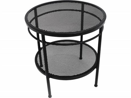 Meadowcraft Cove Wrought Iron Round Two Tier Outdoor End Table