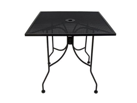 Meadowcraft Mesh Wrought Iron 36'' Wide Square Dining Table with Umbrella Hole