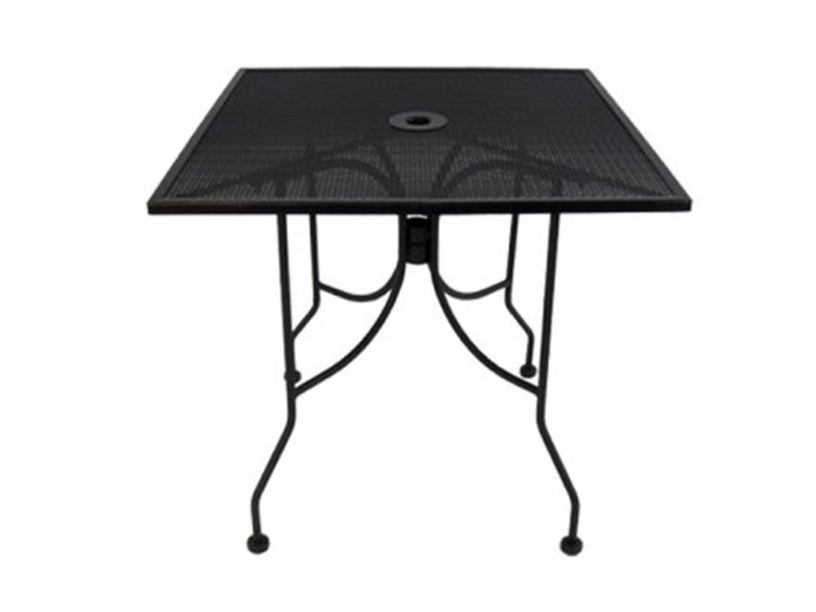 Meadowcraft Mesh Wrought Iron 36'' Square Dining Table with Umbrella Hole
