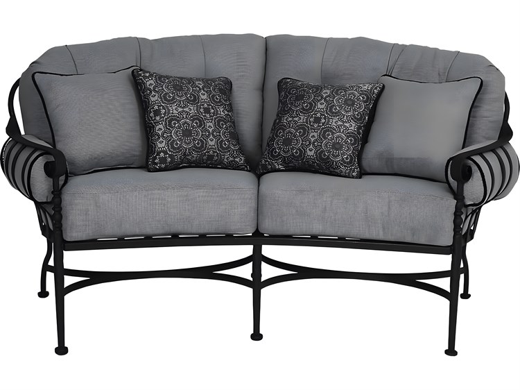 Meadowcraft Athens Deep Seating Wrought Iron Crecent Outdoor Patio Loveseat