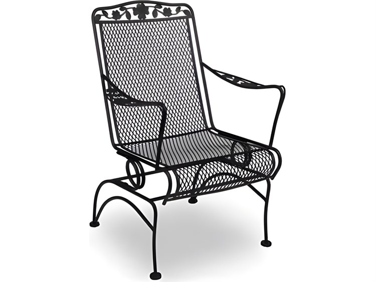 Meadowcraft Dogwood Wrought Iron Coil Spring Patio Dining Arm Chair