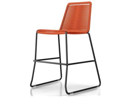 ModLuxe Outdoor Yuma Seat In Orange Regatta Cord, Frame Black Steel Rope Counter Stool
