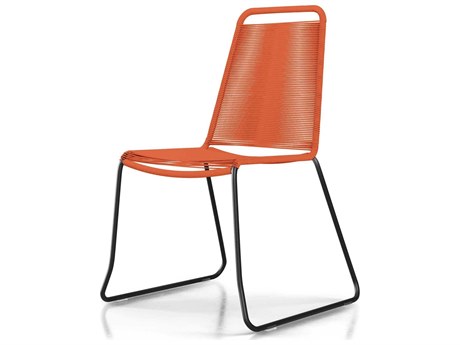 ModLuxe Outdoor Yuma Seat In Orange Regatta Cord, Frame Black Steel Stone Rope Lounge Chair