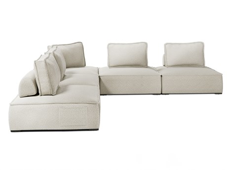 ModLuxe Outdoor Bahia Aluminum Left Facing Textured Greige Fabric Cushion 5- Pieces Modular Sofa