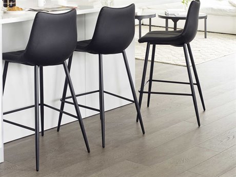 Moe's Home Alibi Black Faux Leather Counter Set