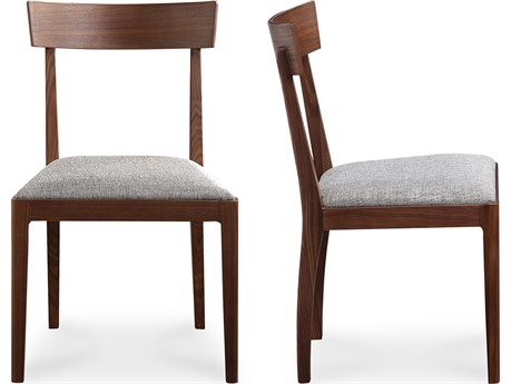 Moe's Home Walnut Wood Brown Upholstered Side Dining Chair - Set of Two