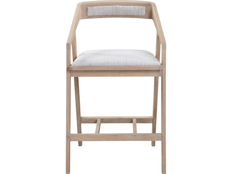 Moe's Home Upholstered Oak Wood Light Grey White Wash Counter Stool