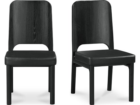 Moe's Home Kerr Ash Wood Black Leather Armless Dining Chair Set Of Two