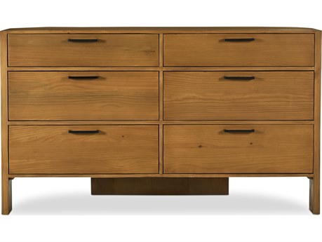 Moe's Home Lachlan 6-Drawers Brown Pine Wood Double Dresser