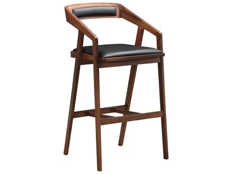 Moe's Home Padma Leather Walnut Wood Bar Stool