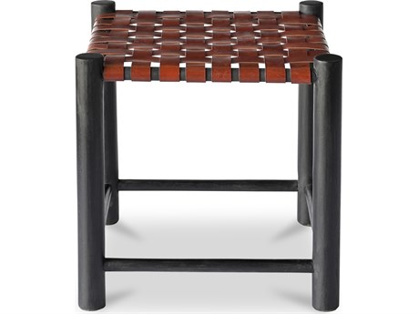 Moe's Home Selby Black Brown Leather Accent Stool