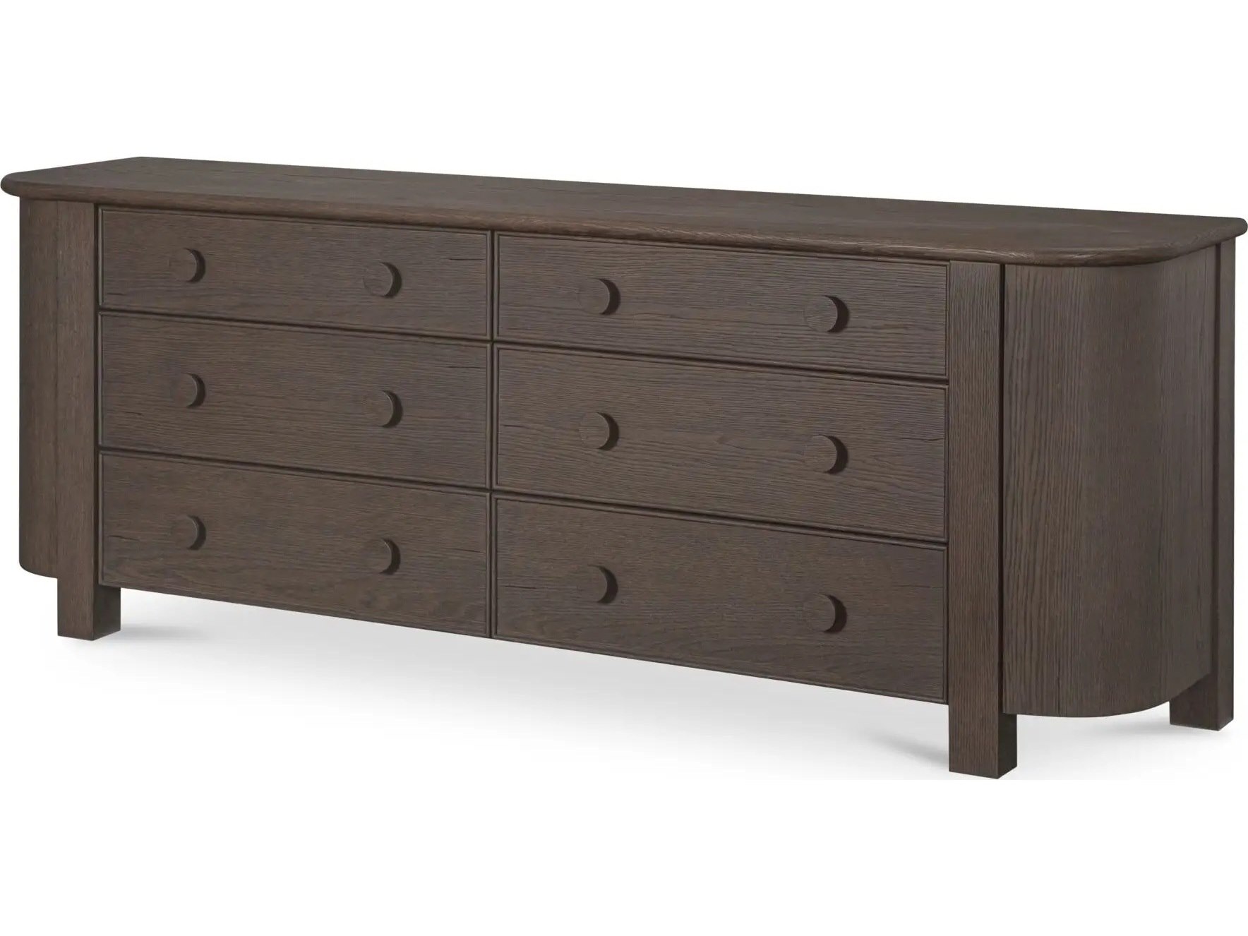 Loren 6-Drawers Oak Wood Double Dresser