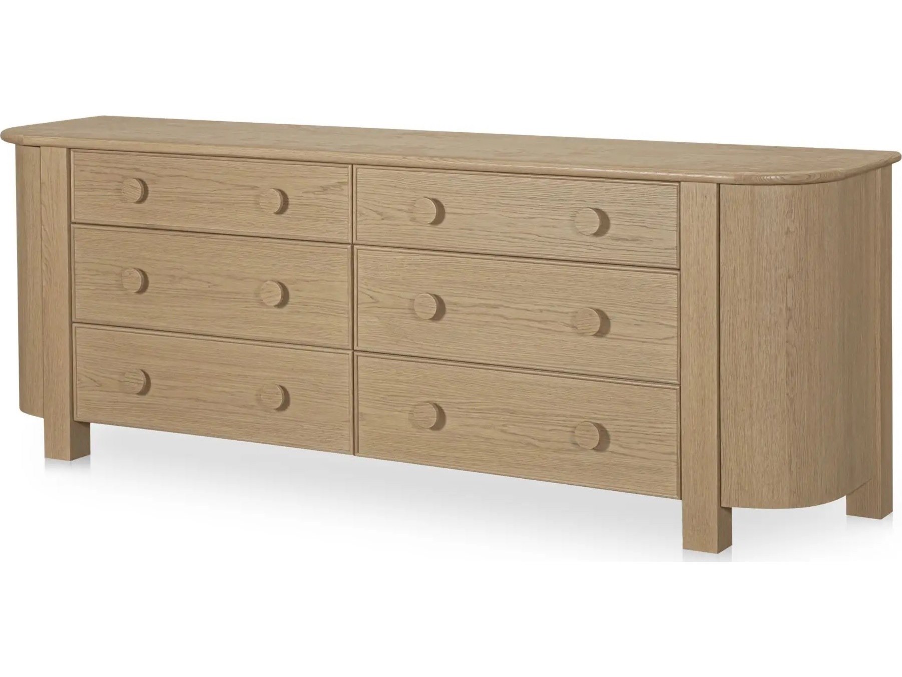 Loren 6-Drawers Oak Wood Double Dresser