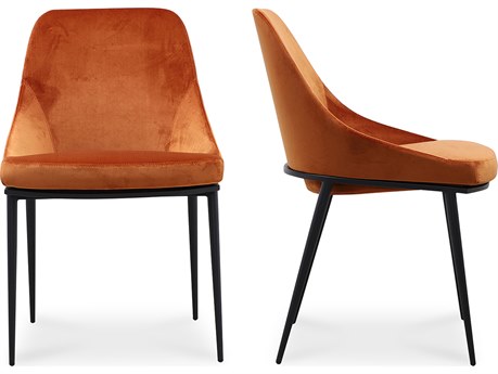 Moe's Home Sedona Ply Wood Orange Upholstered Side Dining Chair - Set of Two