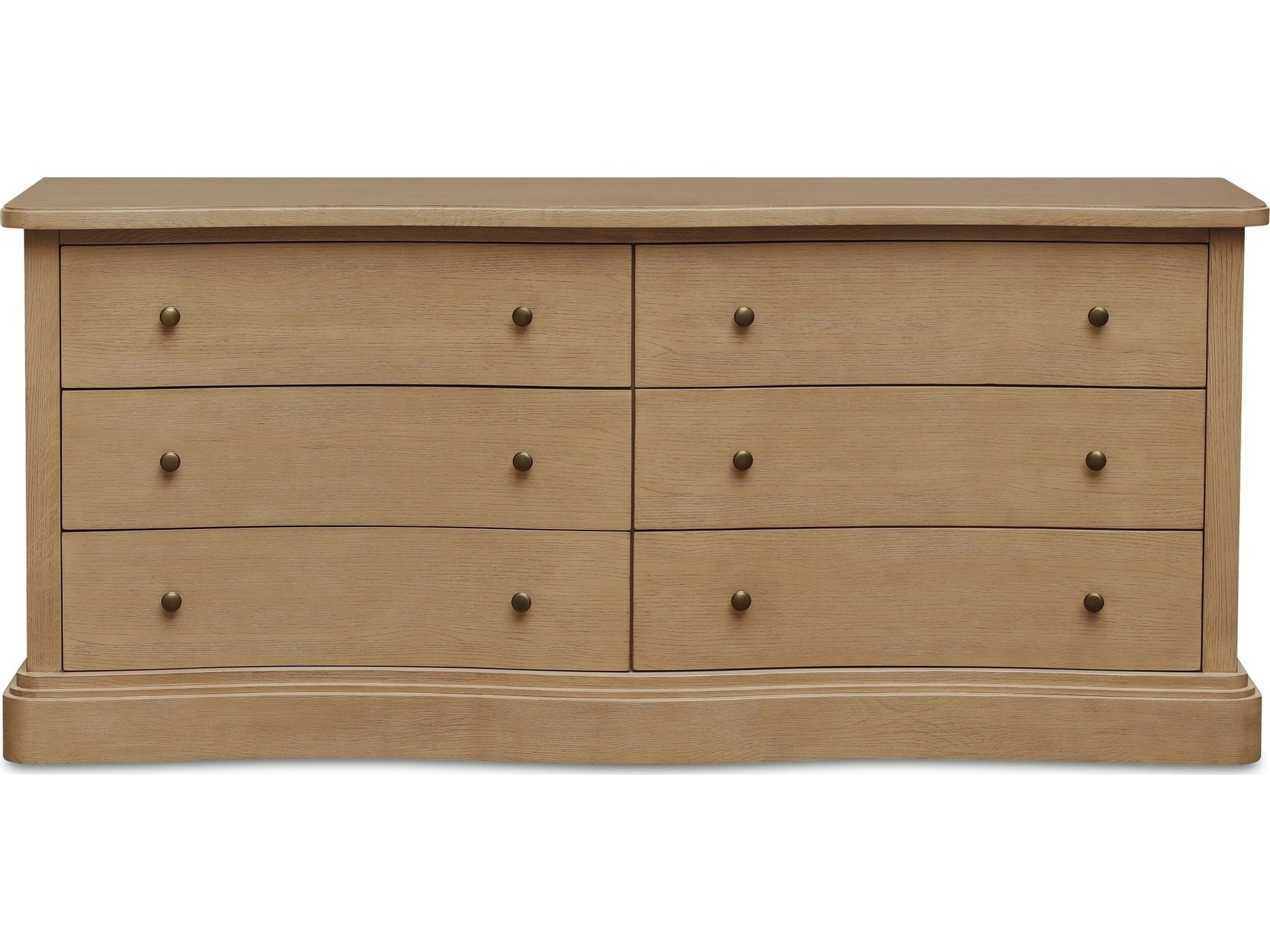 Clarence 6-Drawers Oak Wood Double Dresser