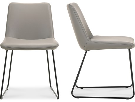 Moe's Home Villa Gray Leather Armless Dining Chair Set Of Two
