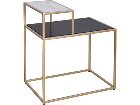 Moe's Home Mies Rectangular Marble Black White Gold End Table