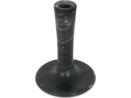 Moe's Home East 4" Tall Candle Holder Black Veined Marble