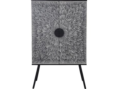 Moe's Home Sunburst Wine Cabinet Black