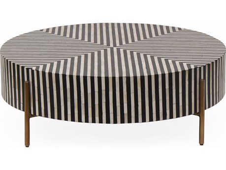 Moe's Home Round Black White Brass Coffee Table