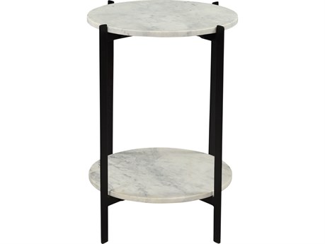 Moe's Home Round White Marble Black Matte End Table