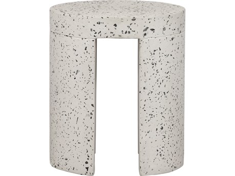 Moe's Home Lyon Greystone Terrazzo White Accent Stool