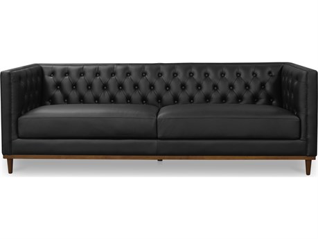 Moe's Home Fielder Black Leather Sofa