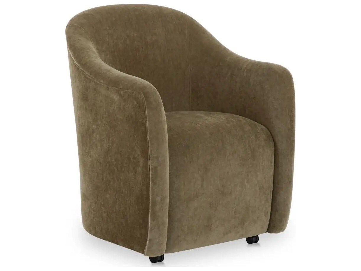 Zelma Modern Classic Olive Green Casters Barrel Dining Chair