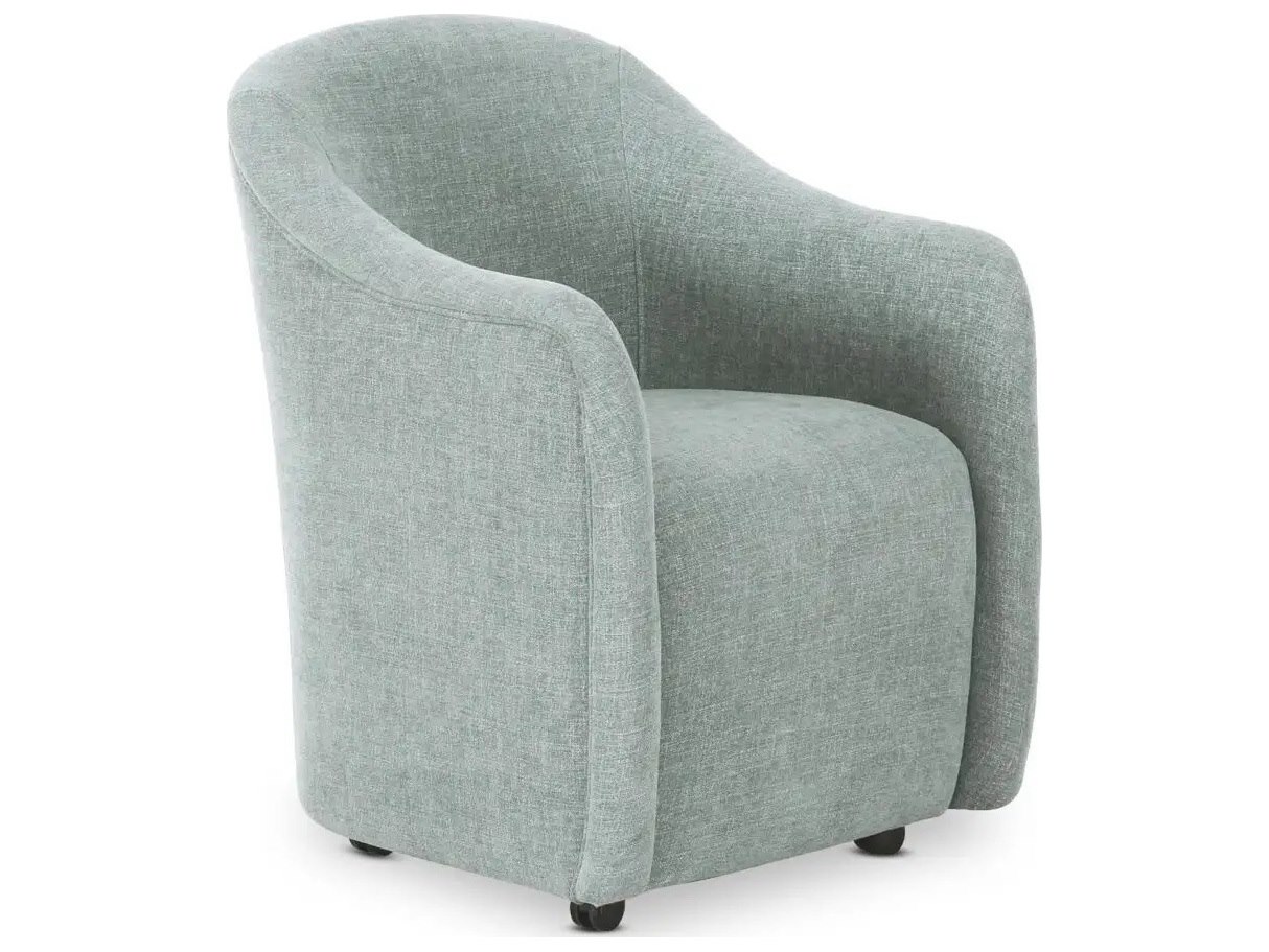 Zelma Modern Classic Light Blue Casters Barrel Dining Chair