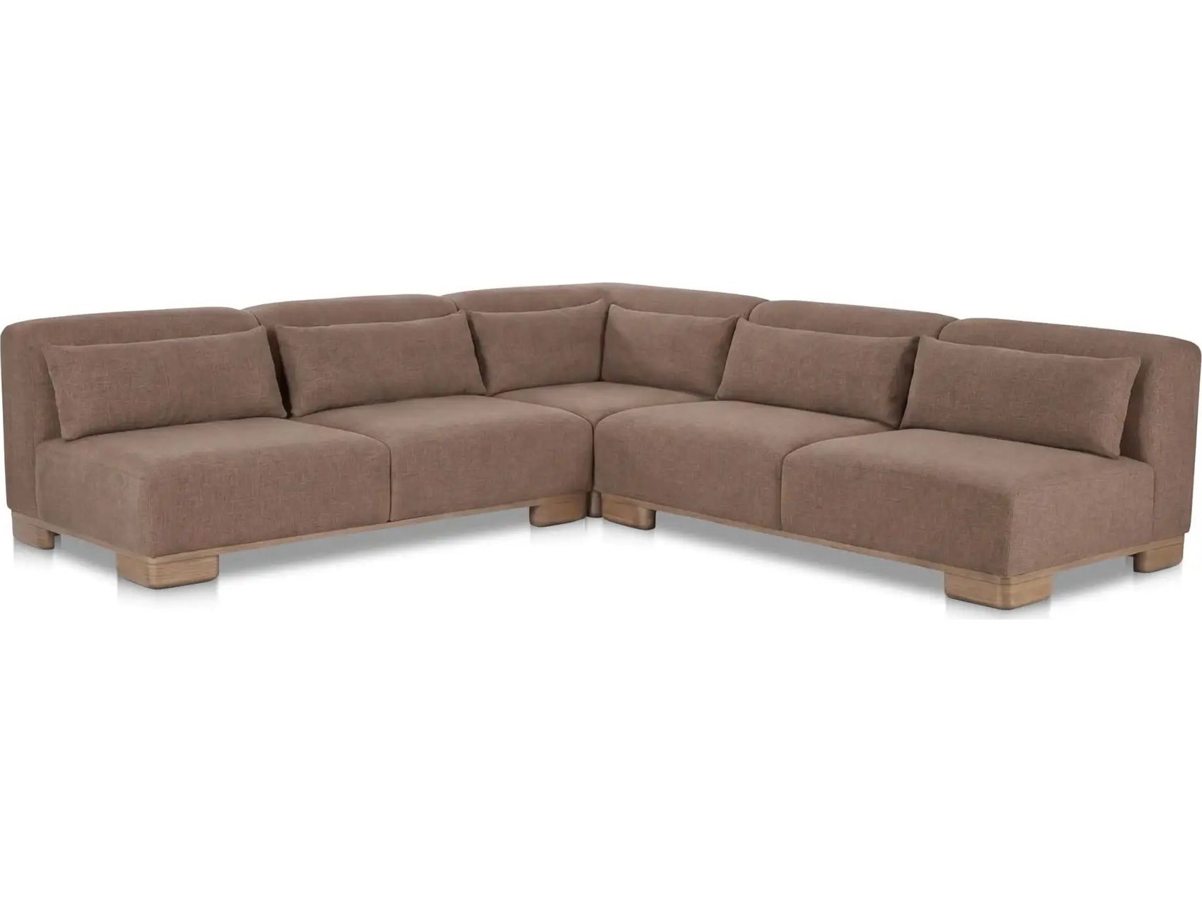 June Dark Brown Performance Fabric 3 Piece Modular Corner Sectional with Pillows
