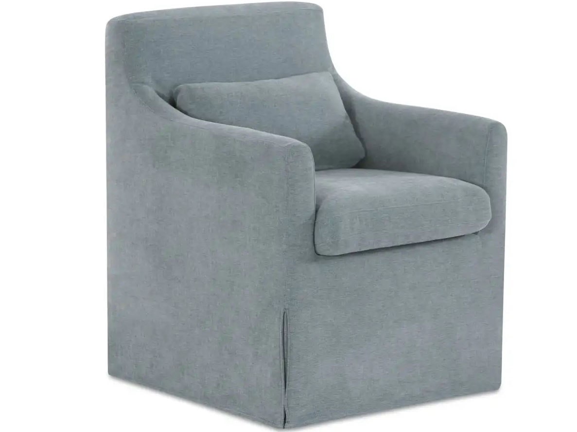 Moe's Home Lydia Plywood Blue Upholstered Arm Dining Chair