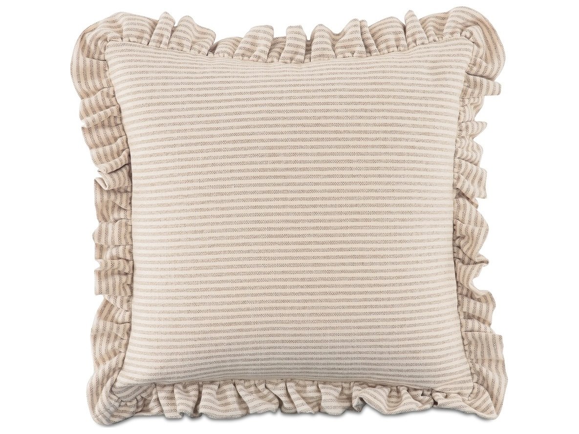 Sienna Updated Traditional Beige Striped Ruffled Throw Pillow - 25x25