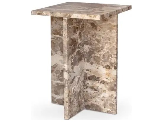 Isabella Modern Classic Brown Marble Square Side Table
