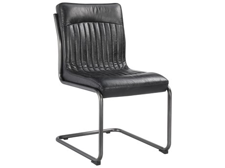 Moe's Home Ansel Plywood Black Leather Armless Dining Chair Set of Two