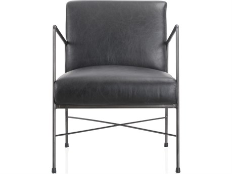 Moe's Home Dagwood Black Leather Accent Chair