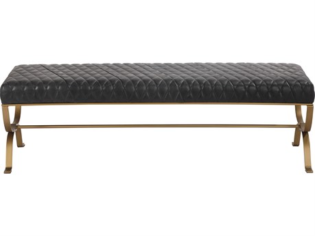 Moe's Home Black Leather Accent Bench