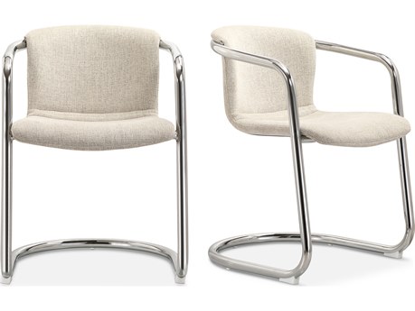 Moe's Home Freeman Beige Upholstered Arm Dining Chair - Set of Two