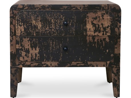 Moe's Home Iris 2-Drawers Black Mango Wood Nightstand