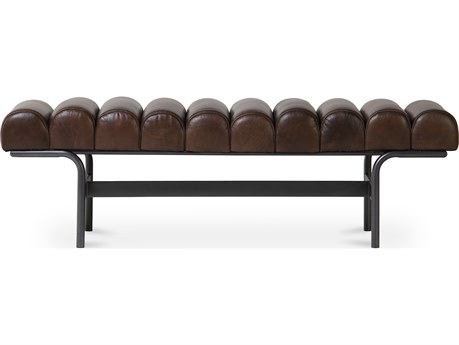 Moe's Home Harrison Dark Brown Leather Accent Bench