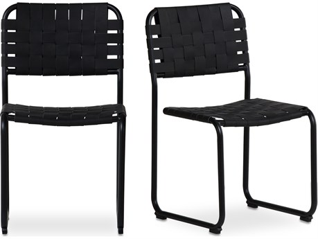 Moe's Home Moma Dining Chair Black Leather- Set of 2 - Set of Two