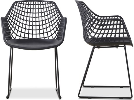 Moe's Home Black Upholstered Arm Dining Chair - Set of Two