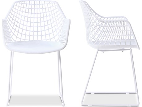 Moe's Home White Upholstered Arm Dining Chair - Set of Two
