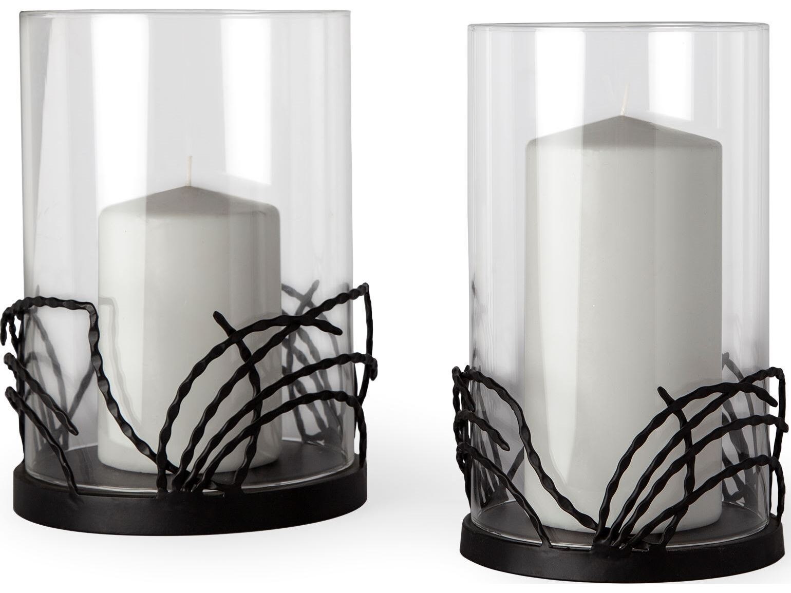 Cutlass I Set of Two Black Metal Base Table Candle Holders