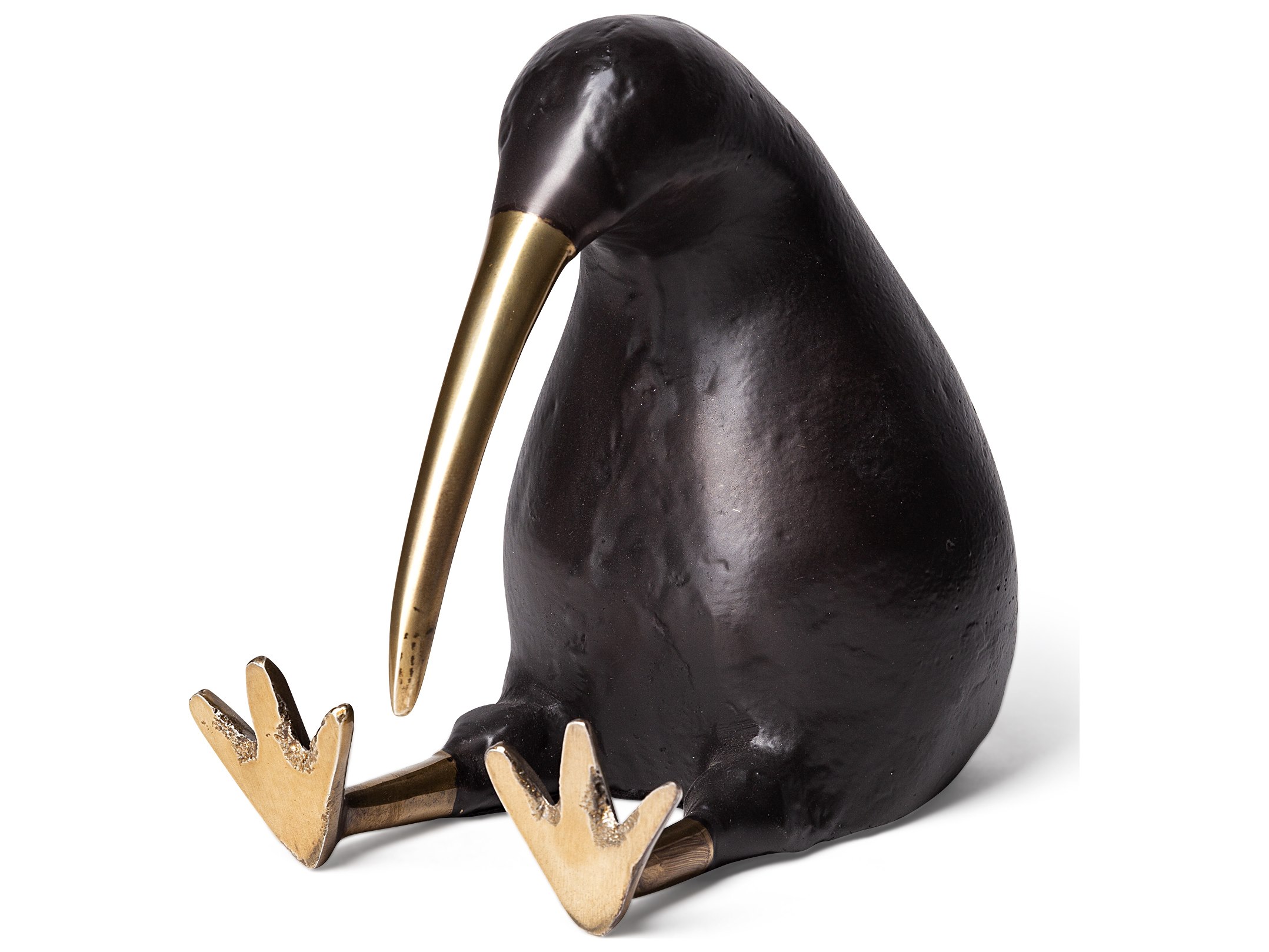 Dodo Kiwi 7L x 4W Black Cast Aluminum Mauritian Bird Sculpture