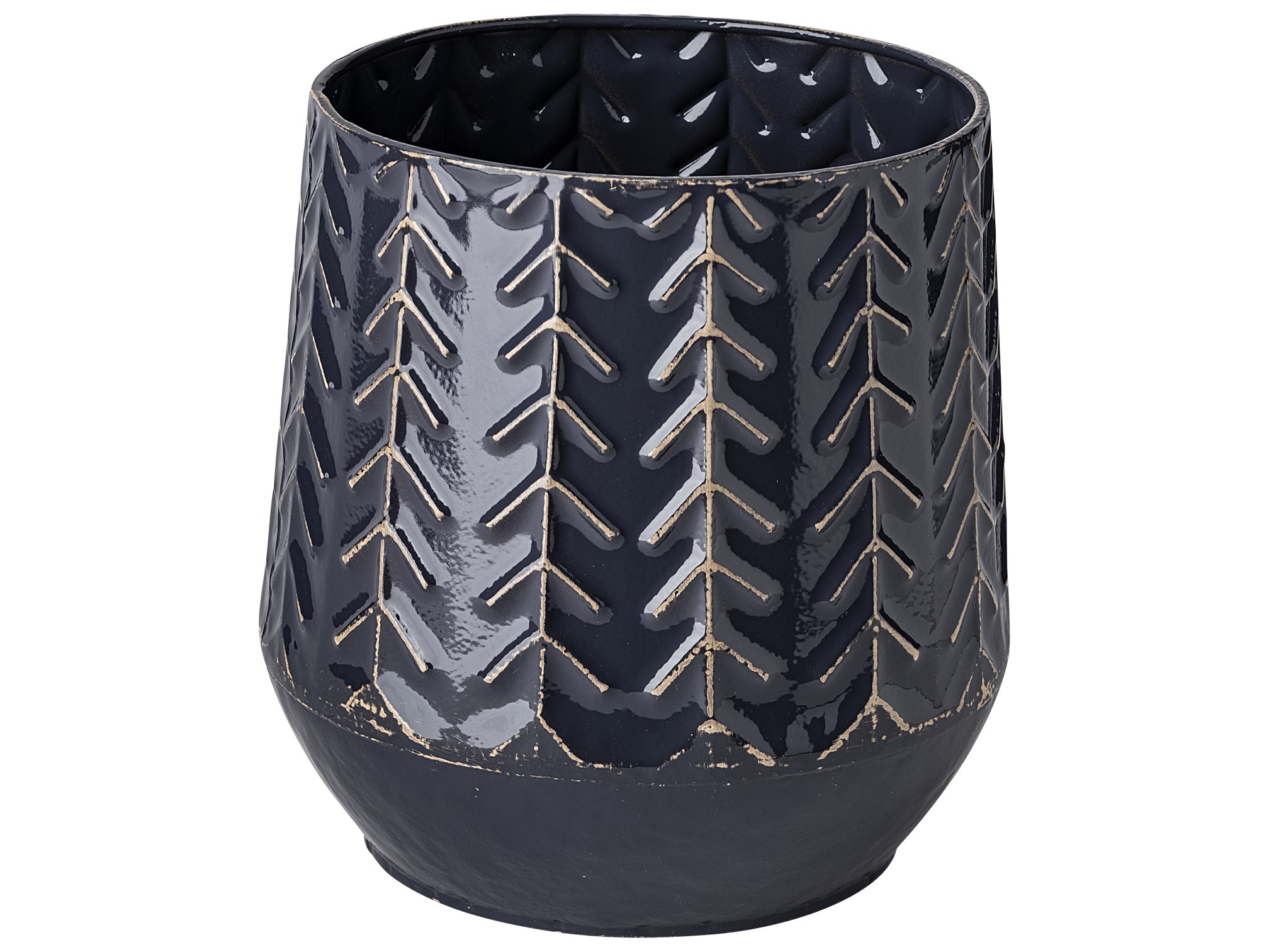 Gemma I Metal Glossy Dark Blue Chevron Vase