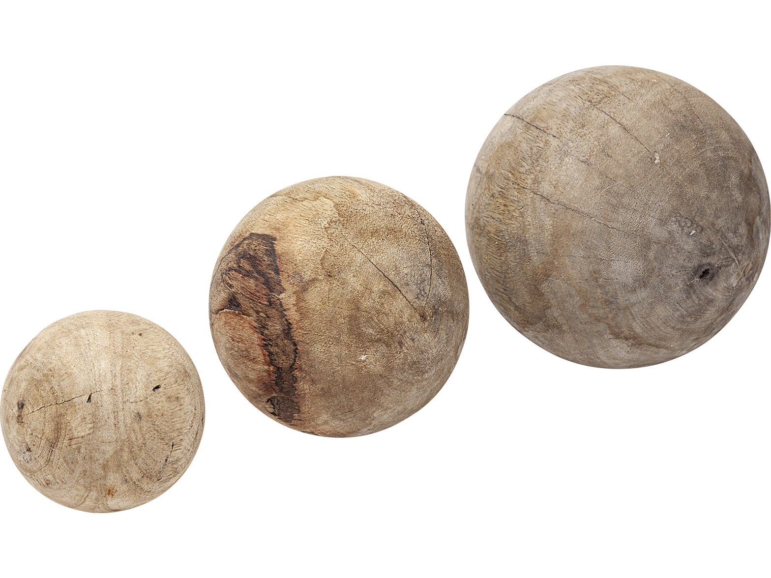 Carrick (Set of 3) Natural Wood Decorative Spheres