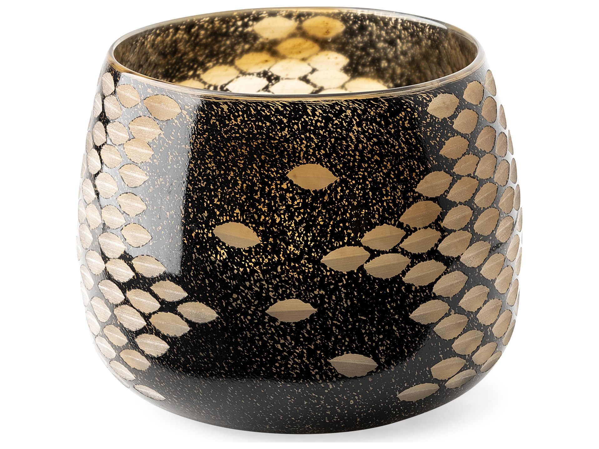 Mojave Small Black and Gold Detail Glass Vase