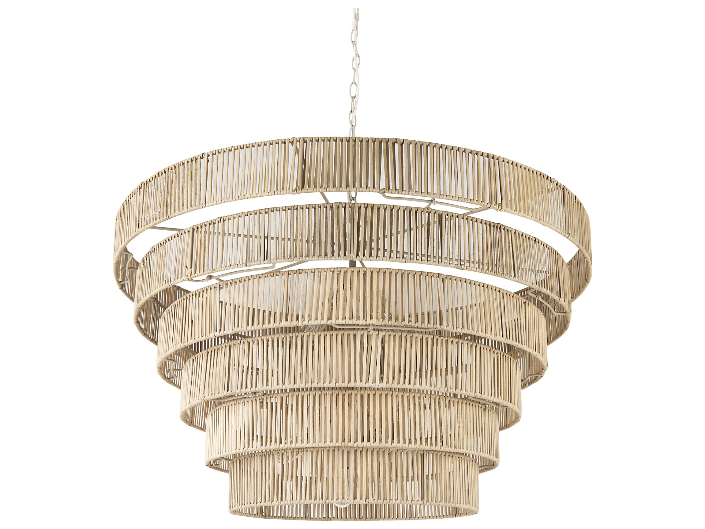 Marimba 40 L x W 24 H Natural Cane 6 Tier Chandelier in Brown